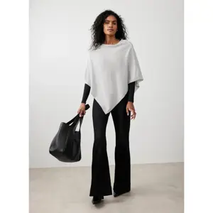 Mint Velvet Grey Cotton Blend Stitch Detail Poncho